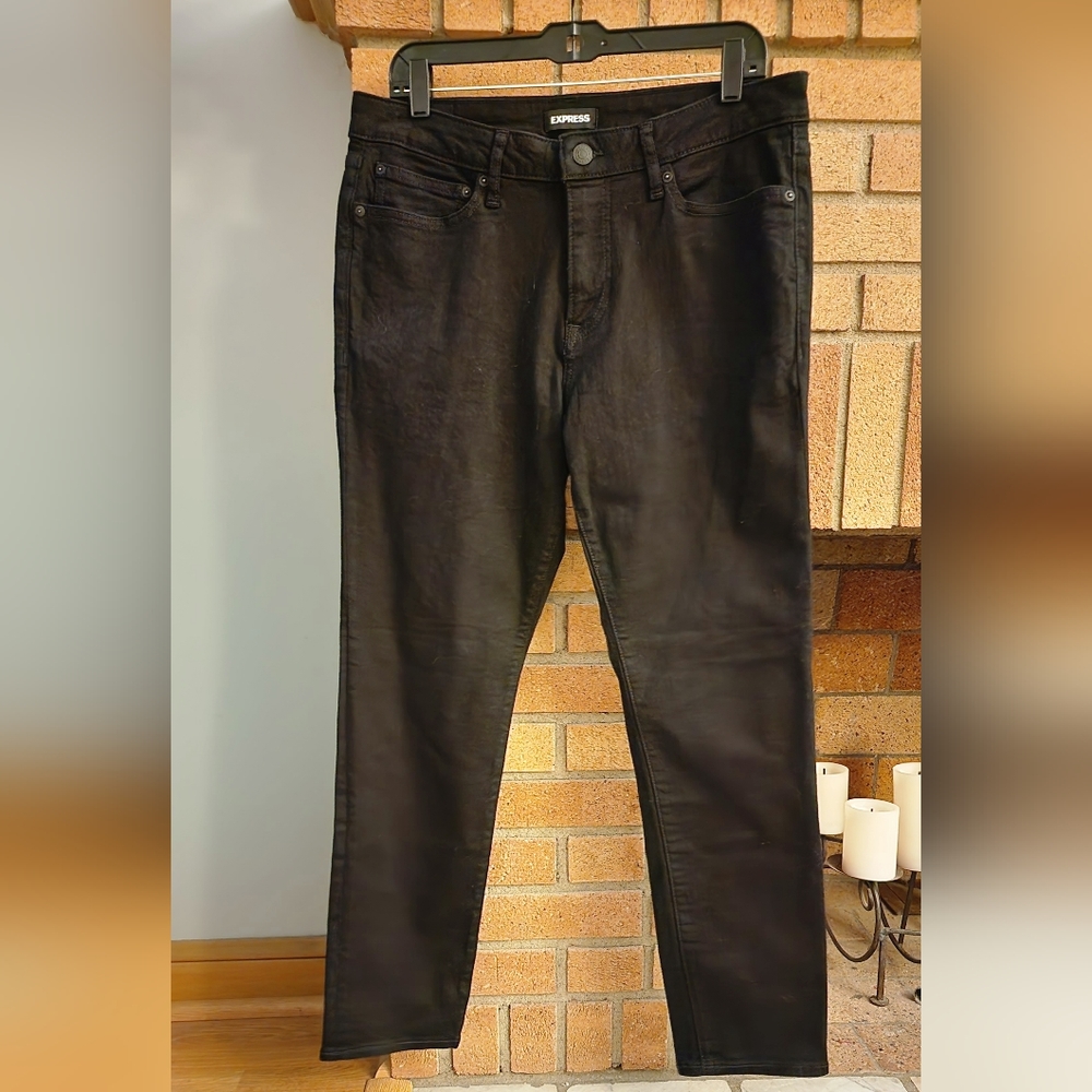 Express Slim Straight Black Hyper Stretch Jeans 33 X 30